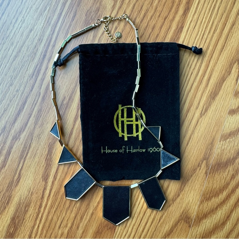 House of Harlow 1960 Black and Gold Geometric Necklace